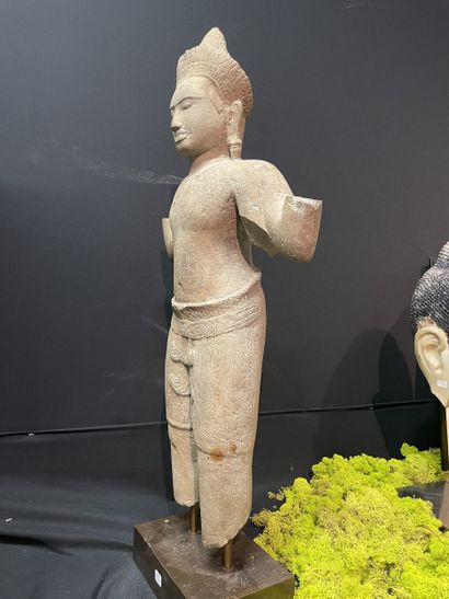 CAMBODIA, 12th century. Four-armed male deity...