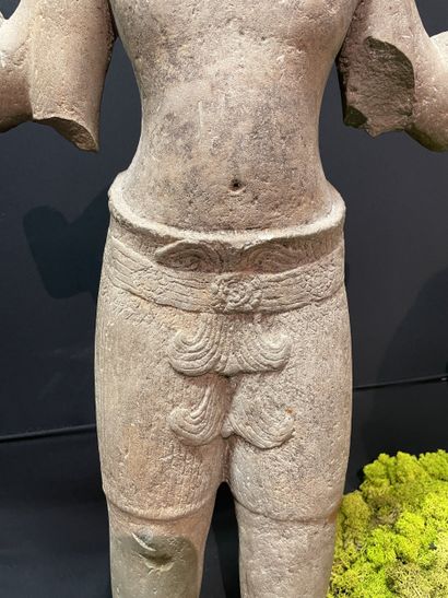 CAMBODIA, 12th century. Four-armed male deity...