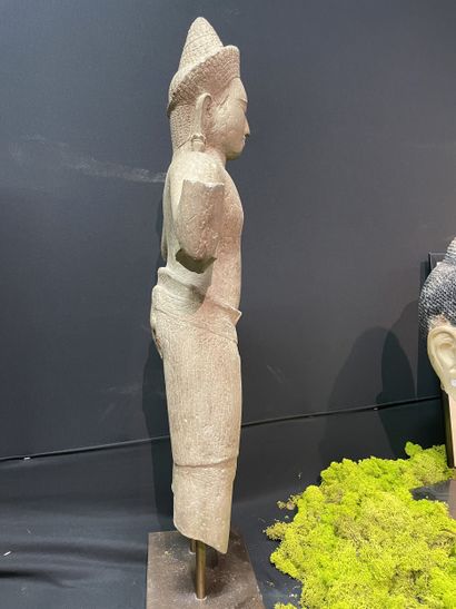 CAMBODIA, 12th century. Four-armed male deity...