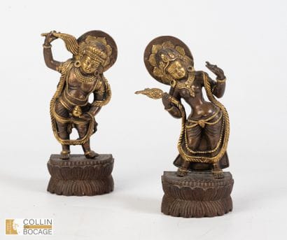 NEPAL, 20th century. Two tribangha deities...