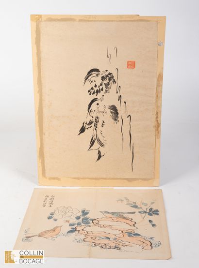 Deux estampes : L'une japonaise d'après Kono...