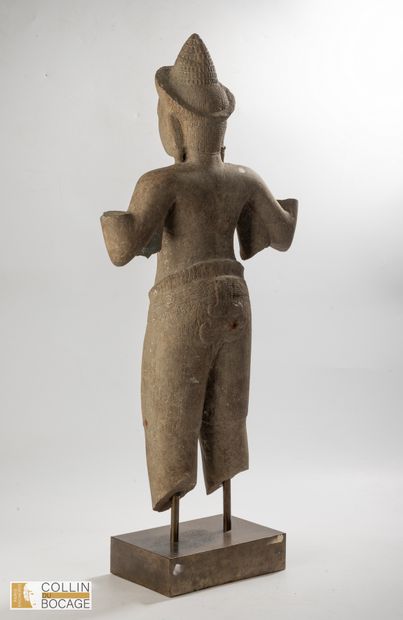 CAMBODIA, 12th century. Four-armed male deity...