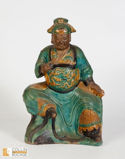 CHINA, 19th century.
Guardian seated in repose,...