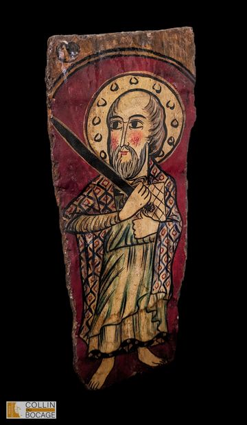 ETHIOPIE
Panneau peint figurant un Saint...