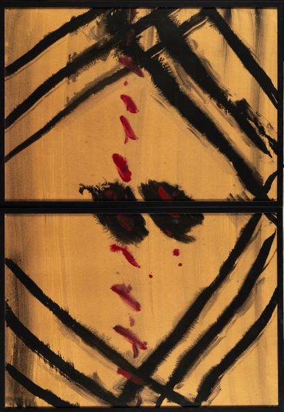 TANG HAIWEN (1927-1991) 
Composition en diptyque
Lavis...