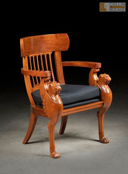 Fauteuil de Bureau en acajou et placage d’acajou,...