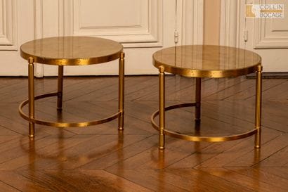 Table gigogne, basse, dessus verre églomisé...