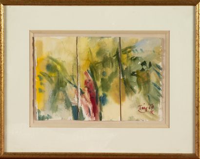 TANG HAIWEN (1927-1991), triptyque
Lavis...