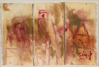 TANG HAIWEN (1927-1991) 
Composition rouge,...