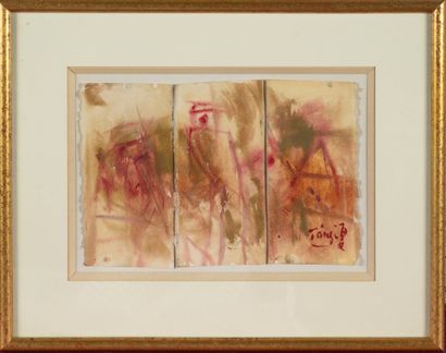 TANG HAIWEN (1927-1991) 
Composition rouge,...