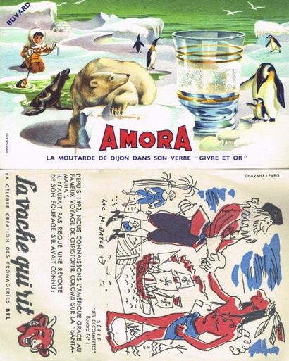 PUBLICITE : env. 100 buvards (vache qui rit,...