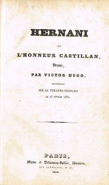 (Théâtre) V. HUGO : Hernani ou l’honneur...