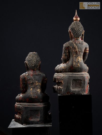 BIRMANIE, XXème siècle.
Deux Bouddha assis,...