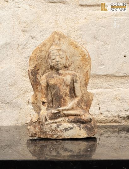 BIRMANIE, Ava, circa 1800.
Petite stèle sculptée...