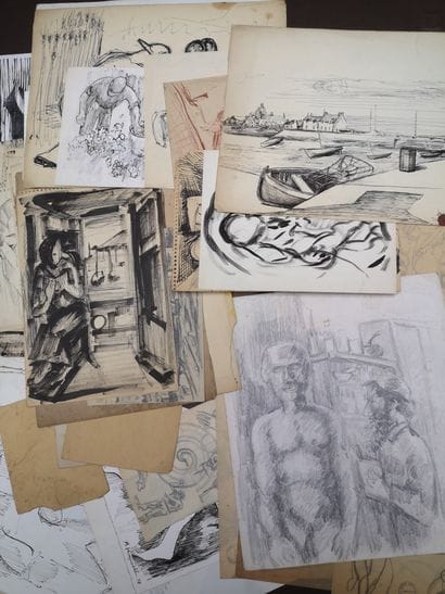 Pochette de dessins divers, certains avec...