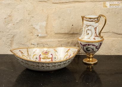 White porcelain jug and matching basin with...