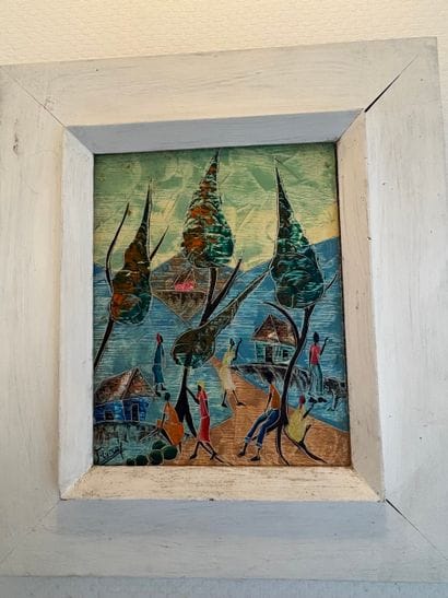 (Haïti) Ensemble de six peintures haïtiennes...