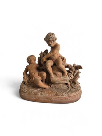 The Lovers
19th-century work.
Patinated terracotta,...