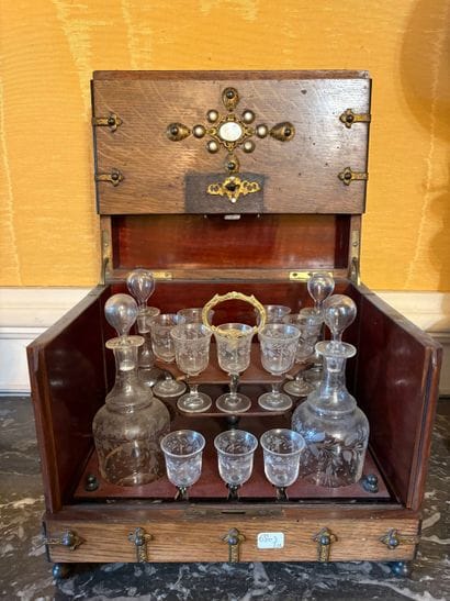 Liqueur set with mother-of-pearl inlay, including...