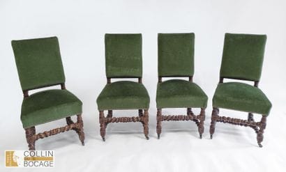 Quatre chaises de Style Louis XIII, à entretoise...