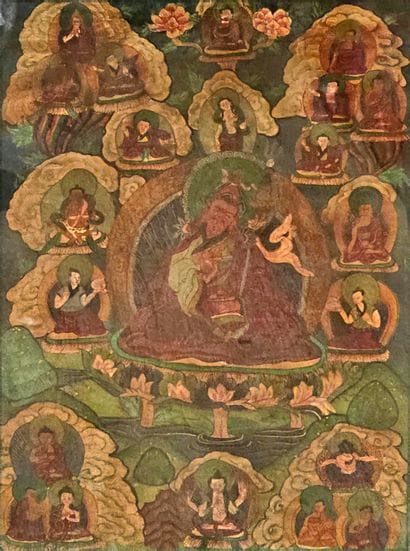 JAPON et TIBET
 - oiseau branché. Soierie....