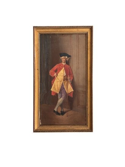École italienne, vers 1900.
Gentilhomme 
Panneau...