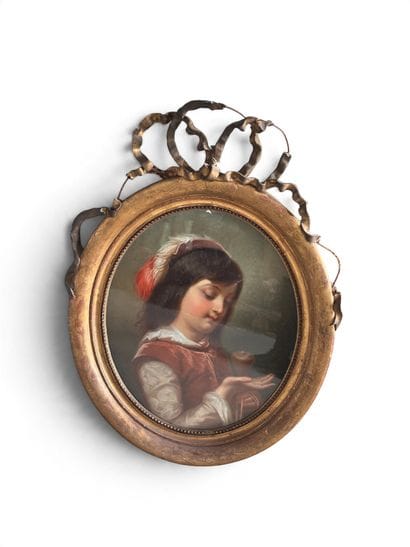 Ecole du XIXeme siècle. enfant à la toupie...