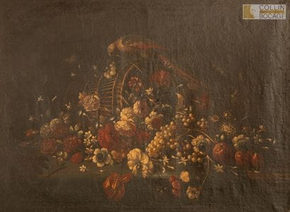 Ecole du XVIIème siècle
Bouquet au perroquet.
Toile
88,5x120,5...
