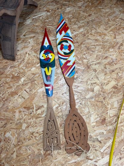 Two painted wooden oars
French Guiana