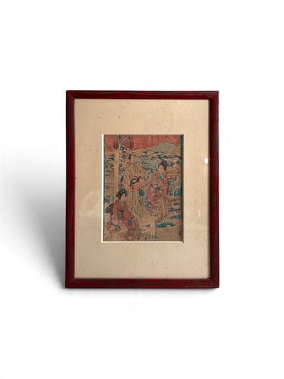 JAPAN: interior scenes. Two prints. Faded...