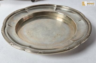 three small silver-plated metal dishes