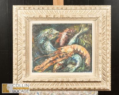 Bernard LAMOTTE (1903-1983)
Homard et poissons
Toile,...