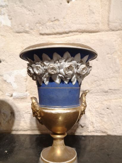 Pair of Medici-style vase planters decorated...