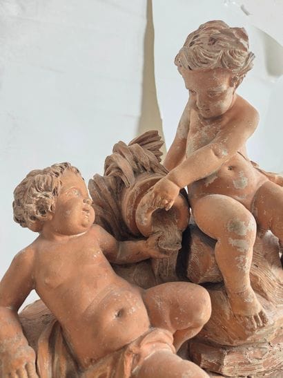 The Lovers
19th-century work.
Patinated terracotta,...