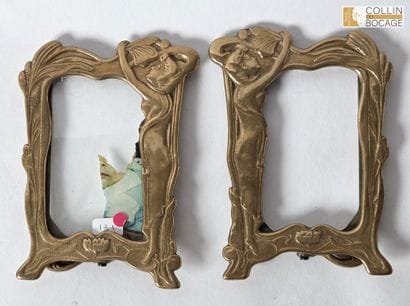 Pair of frames decorated with images of nude...