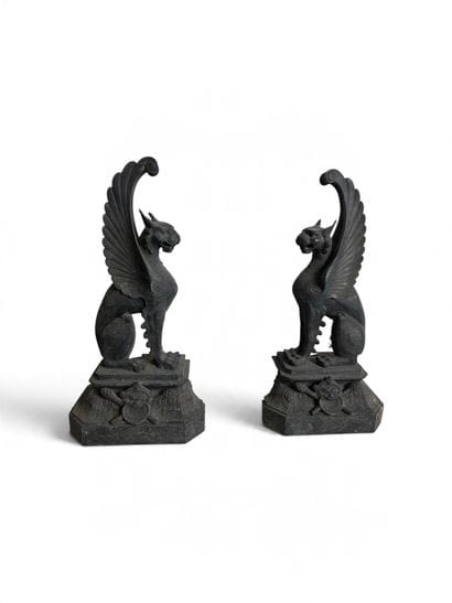 Fireplace mantelpiece with chimeras. It is...