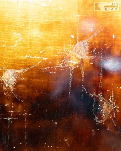 LOUIS MIDAVAINE (1888–1978): Four-panel lacquered...