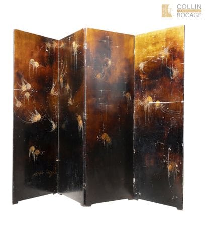 LOUIS MIDAVAINE (1888–1978): Four-panel lacquered...