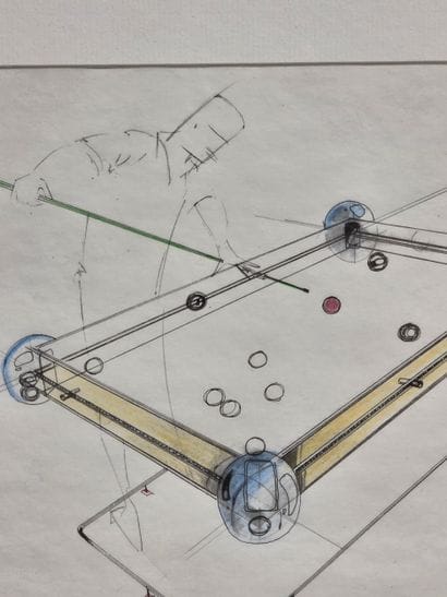 Raymond LOEWY (1893-1986)
Projet de billard
Encre,...