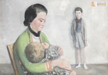 Ecole moderne
Femme et ses enfants
Gouache
45...