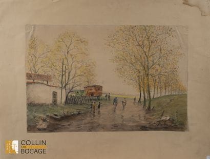 Edouard FEBVRE ( 1885_1967)
La roulotte.
Gouache,...