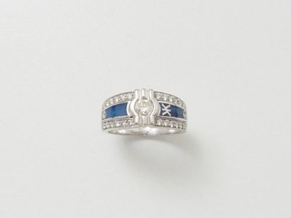 KORLOFF
Bague jonc en or blanc et émail,...