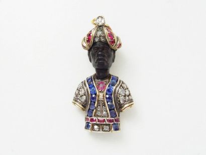 Pendentif en or et argent, stylisant un maure...