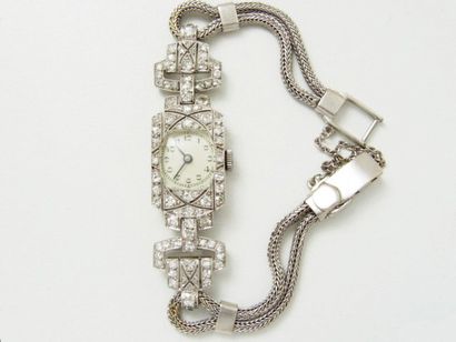 Montre bracelet de dame en platine, cadran...