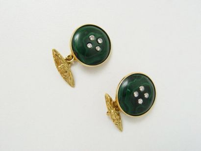 Paire de boutons de manchettes en or, ornés...