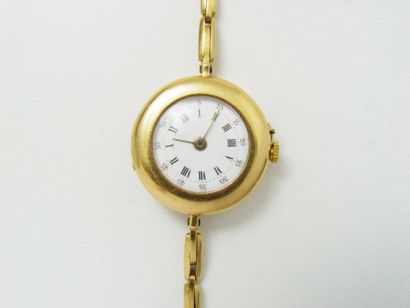 Montre bracelet de dame en or, cadran blanc...
