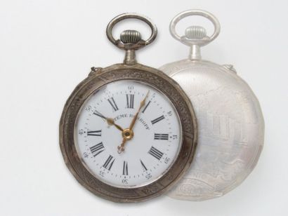 Montre de poche en métal argenté, cadran...