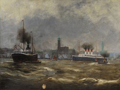 Alexander ESSFELD (1874-1939)
Vue d'un port...