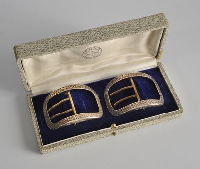 Paire de boucles de ceinture en argent et...