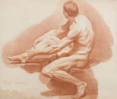 Académie d’homme d’après Carle VANLOO – reproduction...